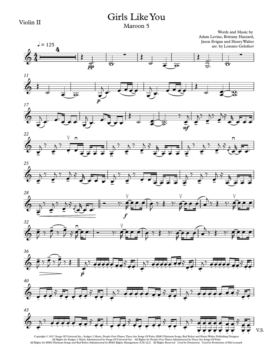 Girls Like You String Quartet scores gallery preview page 3