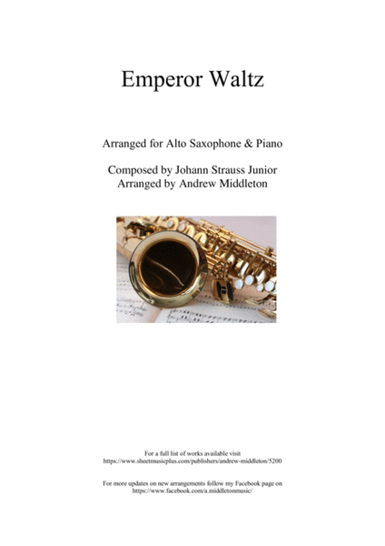 Emperor Waltz arranged for Alto Saxophone and Piano image number null