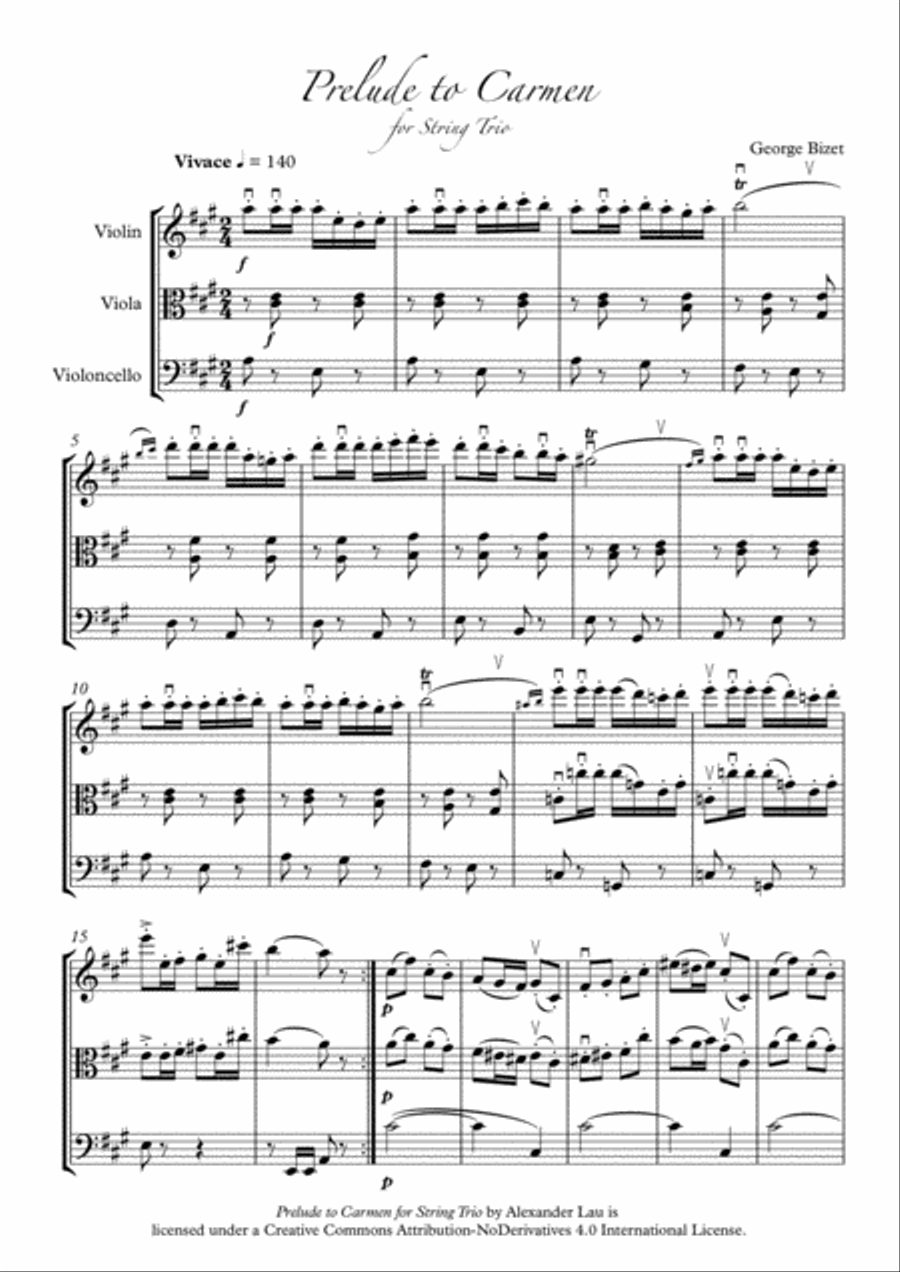 Prelude to Carmen String Trio scores gallery preview page 2