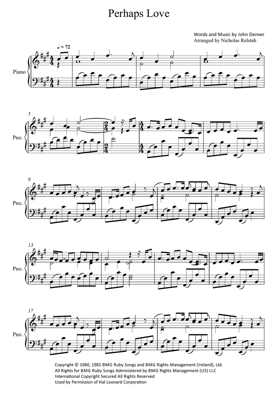 Perhaps Love Piano Solo scores gallery preview page 1