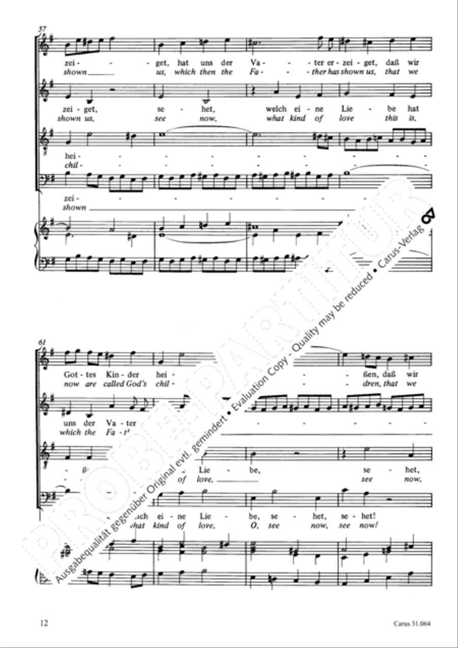 See now, what kind of love (Sehet, welch eine Liebe hat uns der Vater erzeiget) 4-Part scores gallery preview page 13