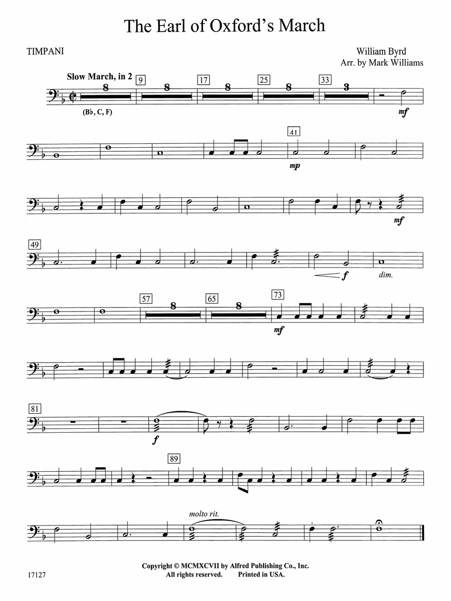 Earl of Oxford's March: Timpani