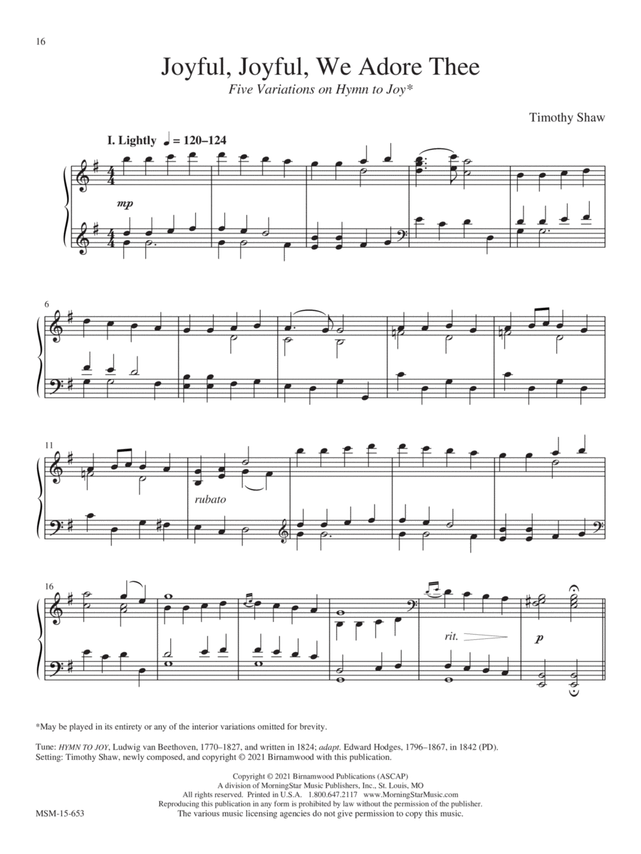 Joyful, Joyful, We Adore Thee Piano Solo scores gallery preview page 1