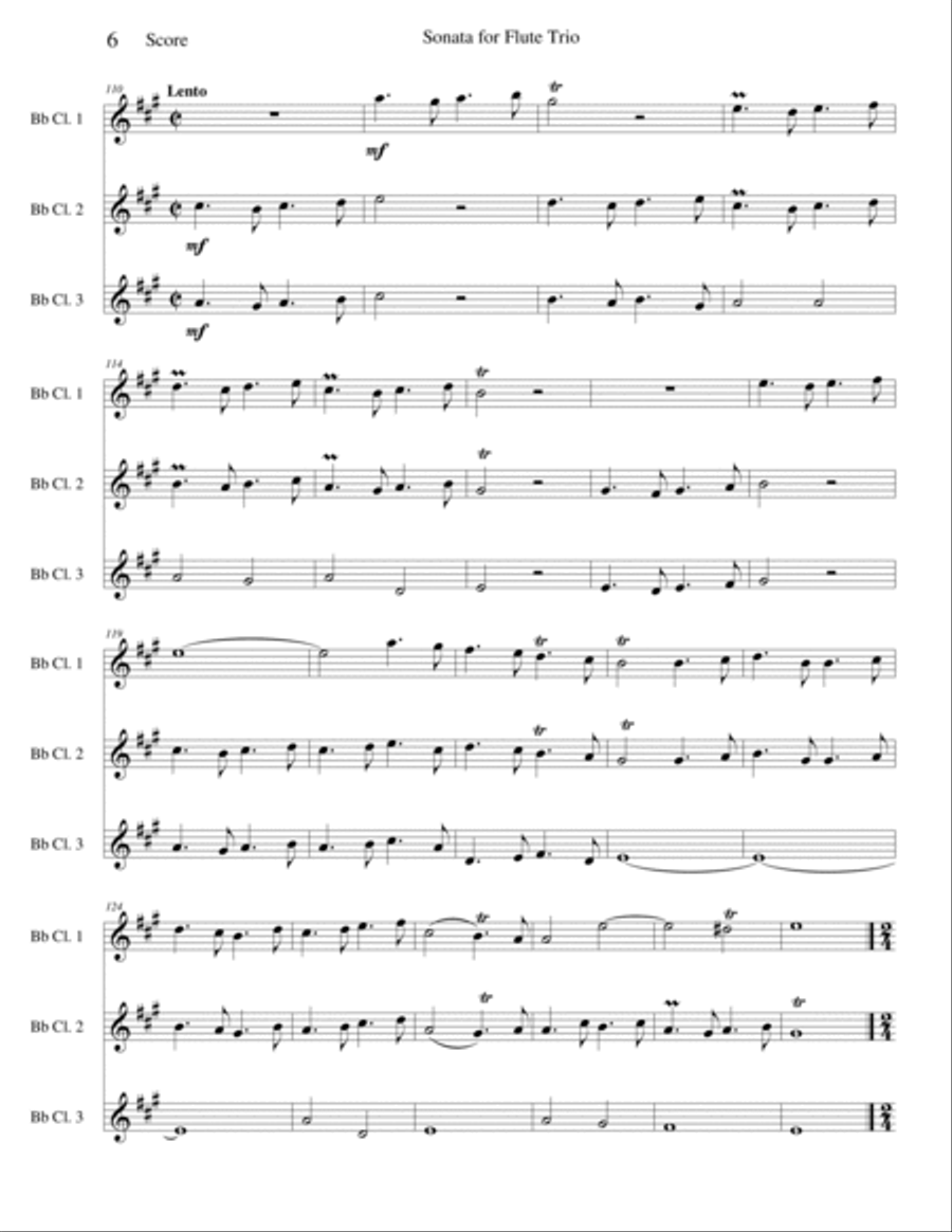 Flute Sonata, Opus 7 No. 3 Clarinet Trio scores gallery preview page 6