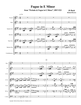 Fugue in E Minor, BWV 533 (Saxophone Quartet + Piccolo, Flute & Contrabassoon)