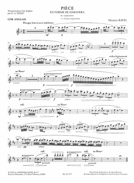 Piece En Forme De Habanera (oboe & Piano)