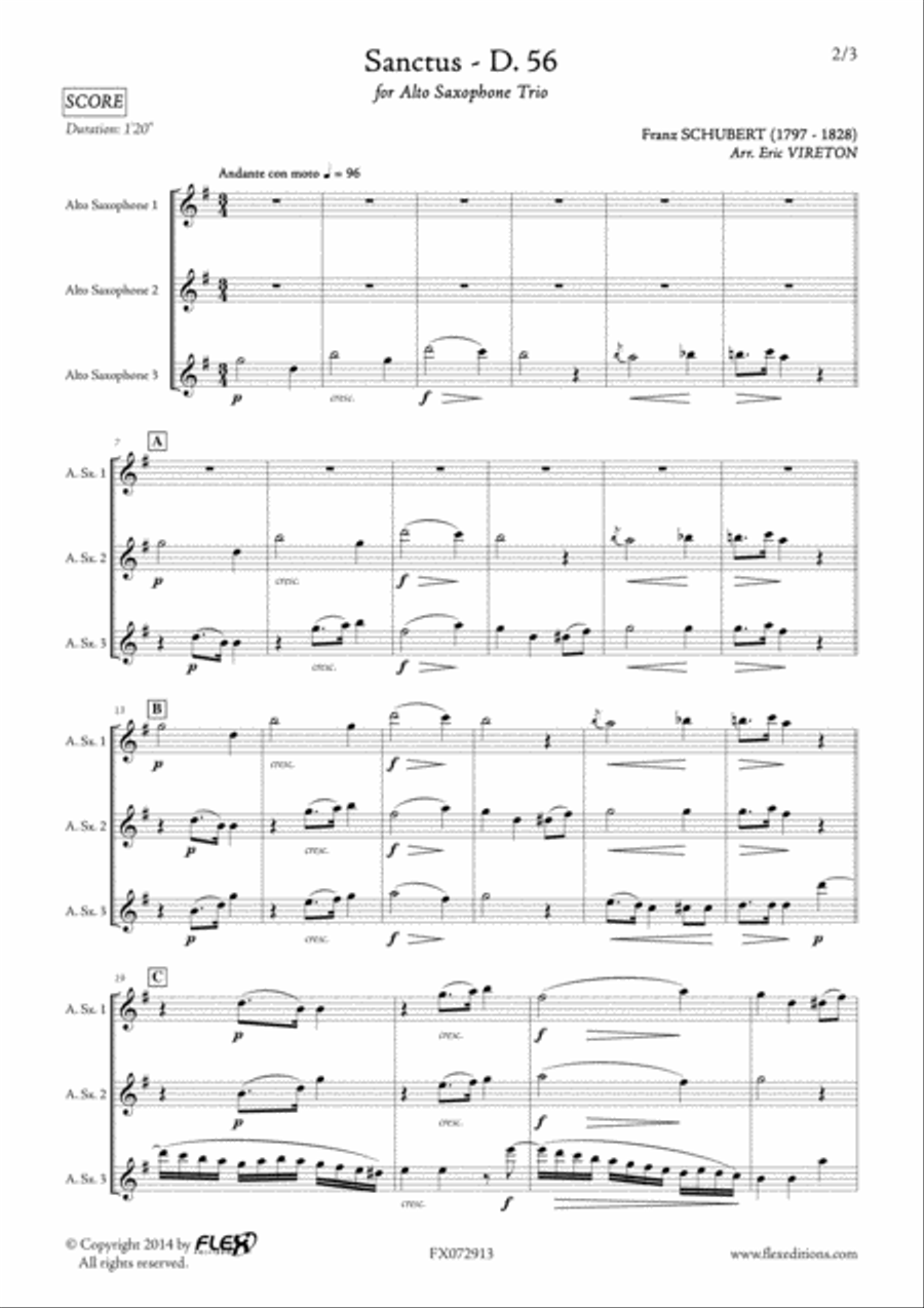 Sanctus, D. 56 Sanctus, D. 56 Woodwind Trio scores gallery preview page 2