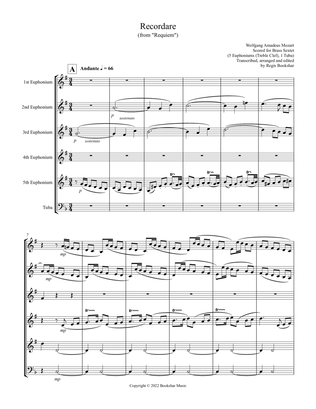 Recordare (from "Requiem") (F) (Brass Sextet - 5 Euph (Treble Clef), 1 Tuba)