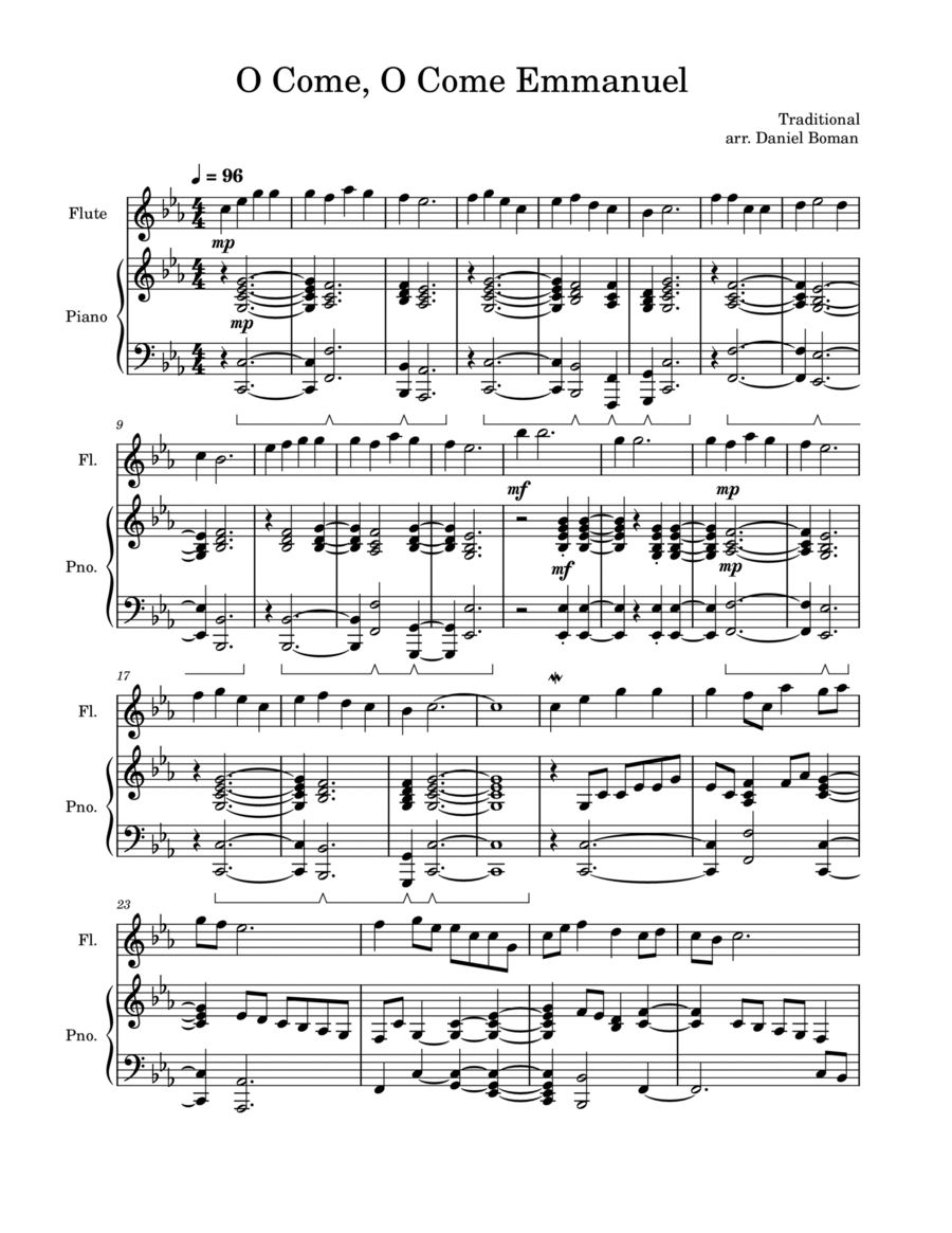 O Come, O Come Emmanuel Flute Solo scores gallery preview page 1