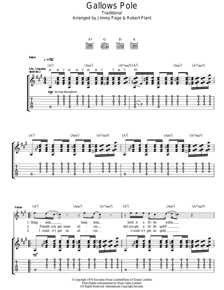 Gallows Pole Gallows Pole Guitar Tablature scores gallery preview page 1