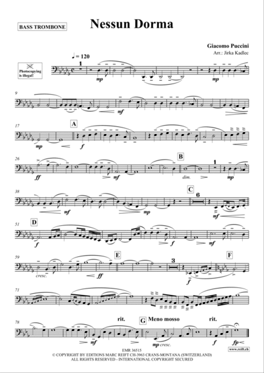 Nessun Dorma Trombone scores gallery preview page 2