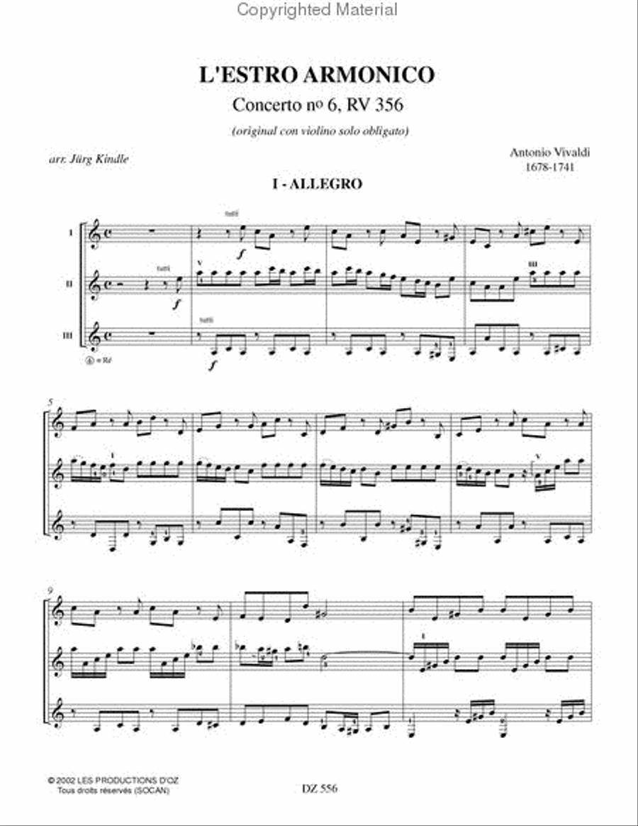 L'Estro Armonico, Concerto no 6, RV 356 Guitar Ensemble scores gallery preview page 2