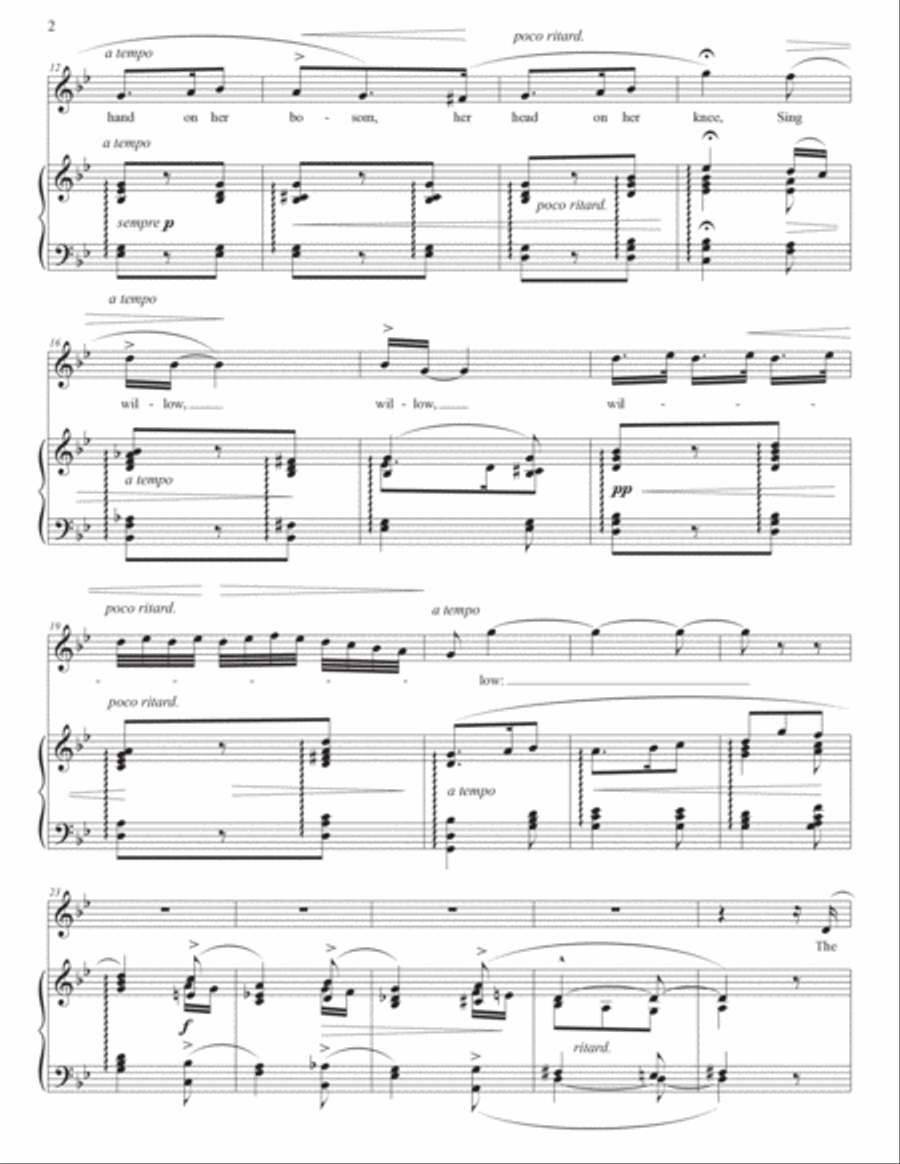 COLERIDGE-TAYLOR: The Willow song (transposed to G minor) Voice scores gallery preview page 3