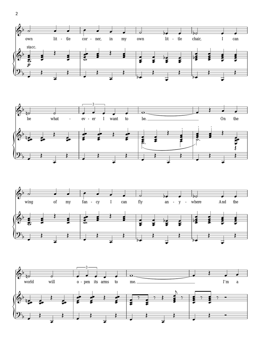 In My Own Little Corner Piano, Vocal scores gallery preview page 2