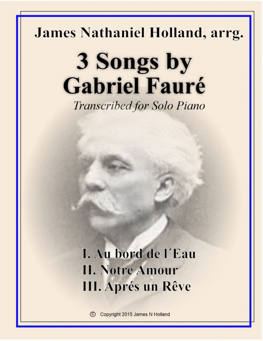 3 Faure Songs Transcribed for Piano Piano Solo scores gallery preview page 1