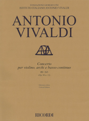 Book cover for Concerto E Major, RV 265, Op. III, No. 12