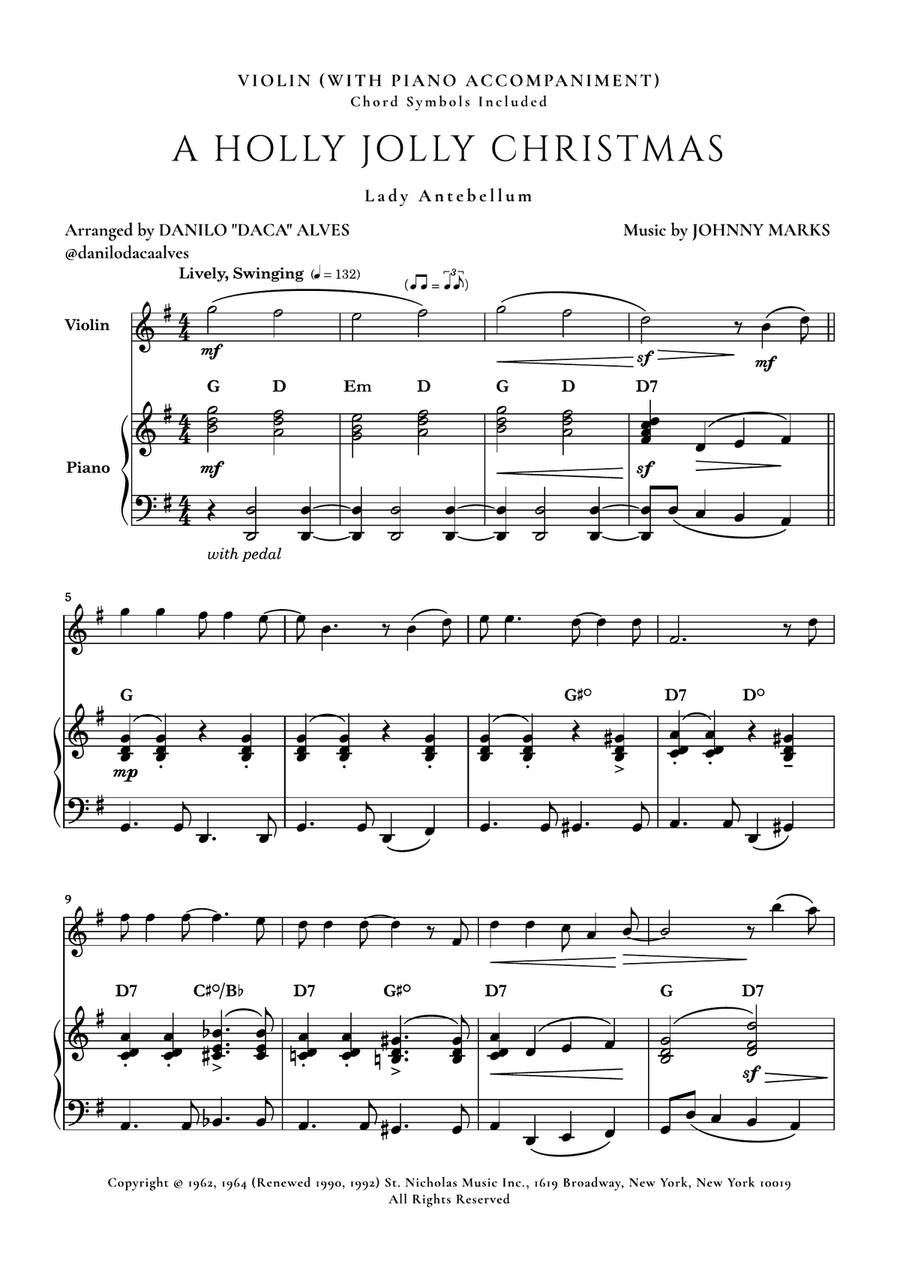 A Holly Jolly Christmas Violin Solo scores gallery preview page 1