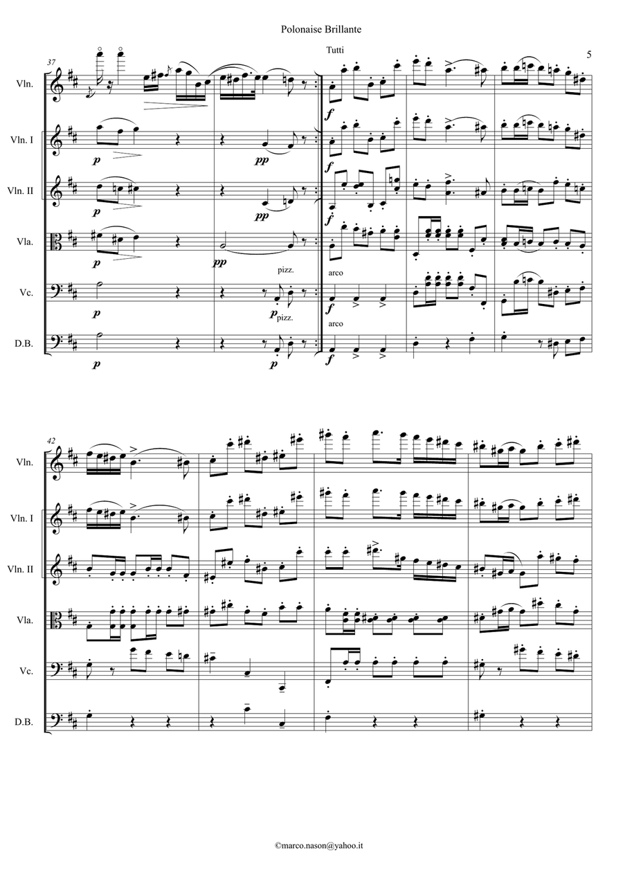 Wieniawski Polonaise Brillante op.4 for violin and string orchestra String Orchestra scores gallery preview page 5