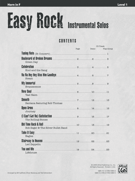 Easy Rock Instrumental Solos, Level 1 by Various Horn Solo - Sheet Music