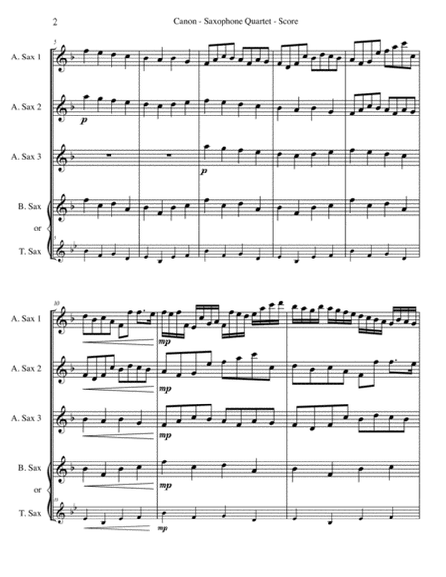 Pachelbel's Canon for Saxophone Quartet image number null