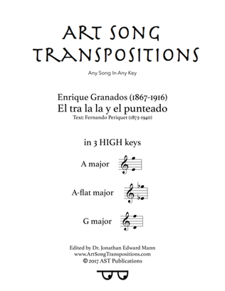Book cover for GRANADOS: El tra la la y el punteado (in 3 high keys: A, A-flat, G major)