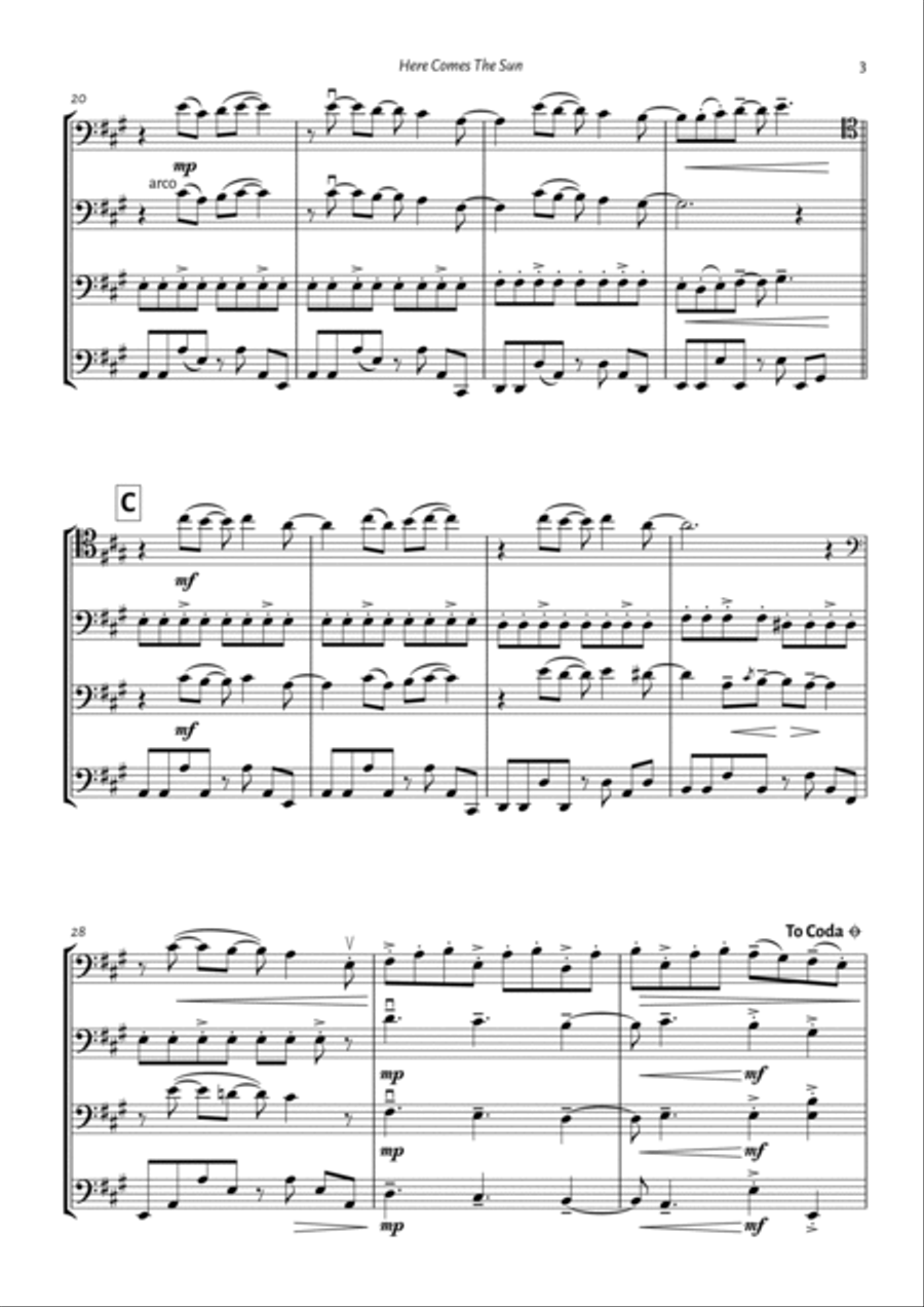 Here Comes The Sun Cello scores gallery preview page 3