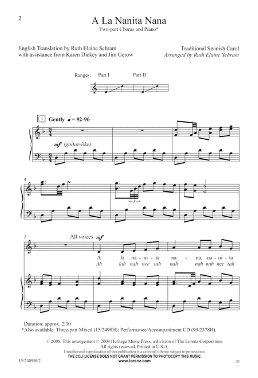 A La Nanita Nana A La Nanita Nana 2-Part scores gallery preview page 3