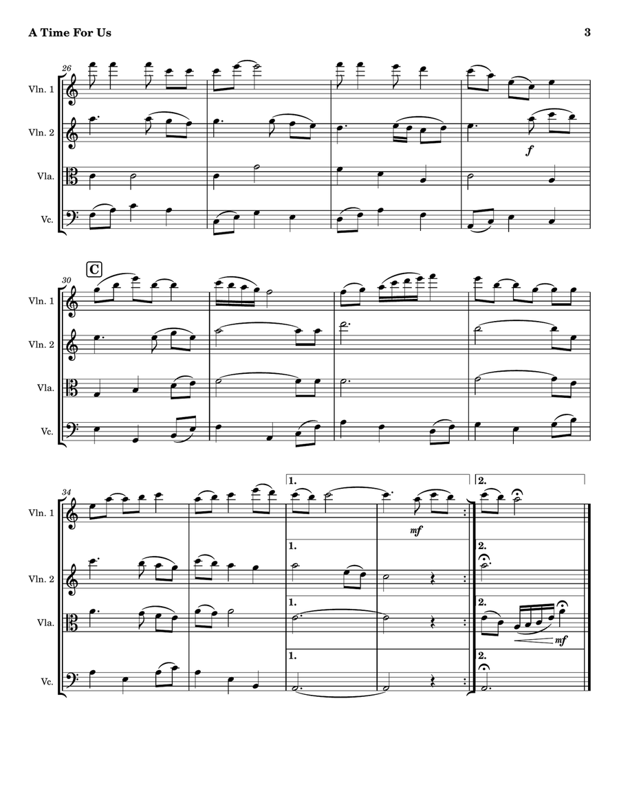 A Time For Us (love Theme) String Quartet scores gallery preview page 3