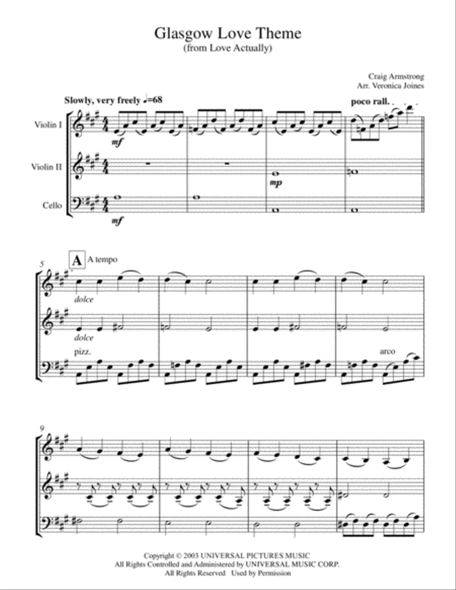 Glasgow Love Theme Glasgow Love Theme String Trio scores gallery preview page 2