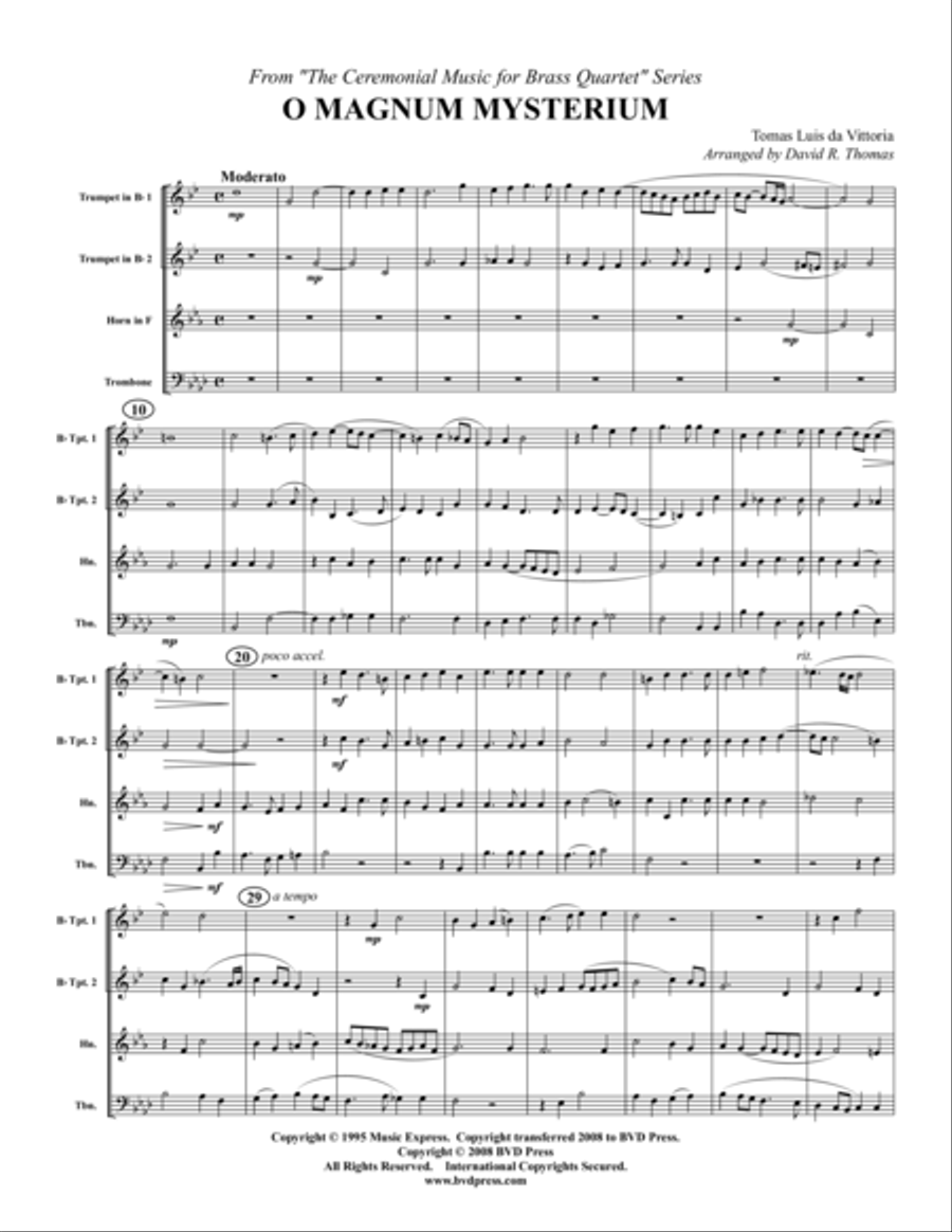 O Magnum Mysterium Brass Quartet scores gallery preview page 1