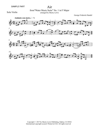 AIR from Water Music, Violin Solo, Intermediate Level