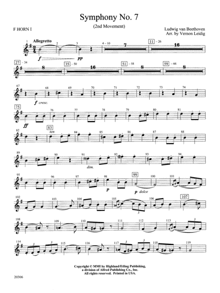 Symphony No. 7 (2nd Movement): 1st F Horn