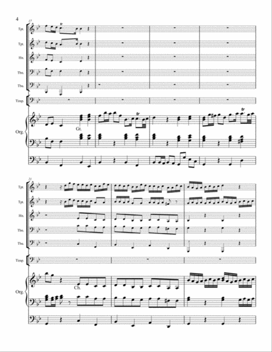 Sinfonia from Cantata 142 (To Us A Child Is Born) - Brass Quintet and Organ with Optional Timpani Small Ensemble scores gallery preview page 5
