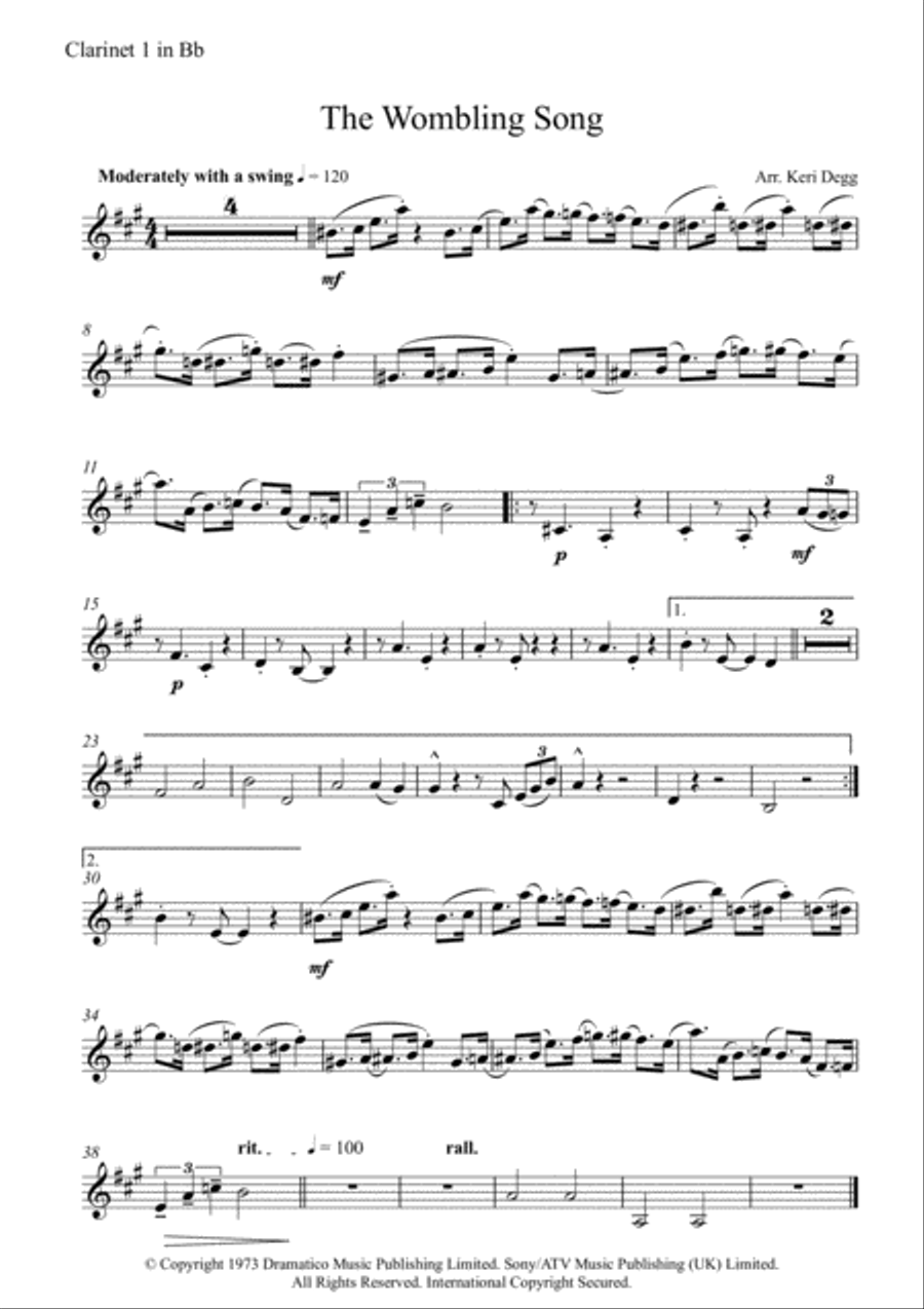 The Wombling Song Clarinet Quartet scores gallery preview page 4