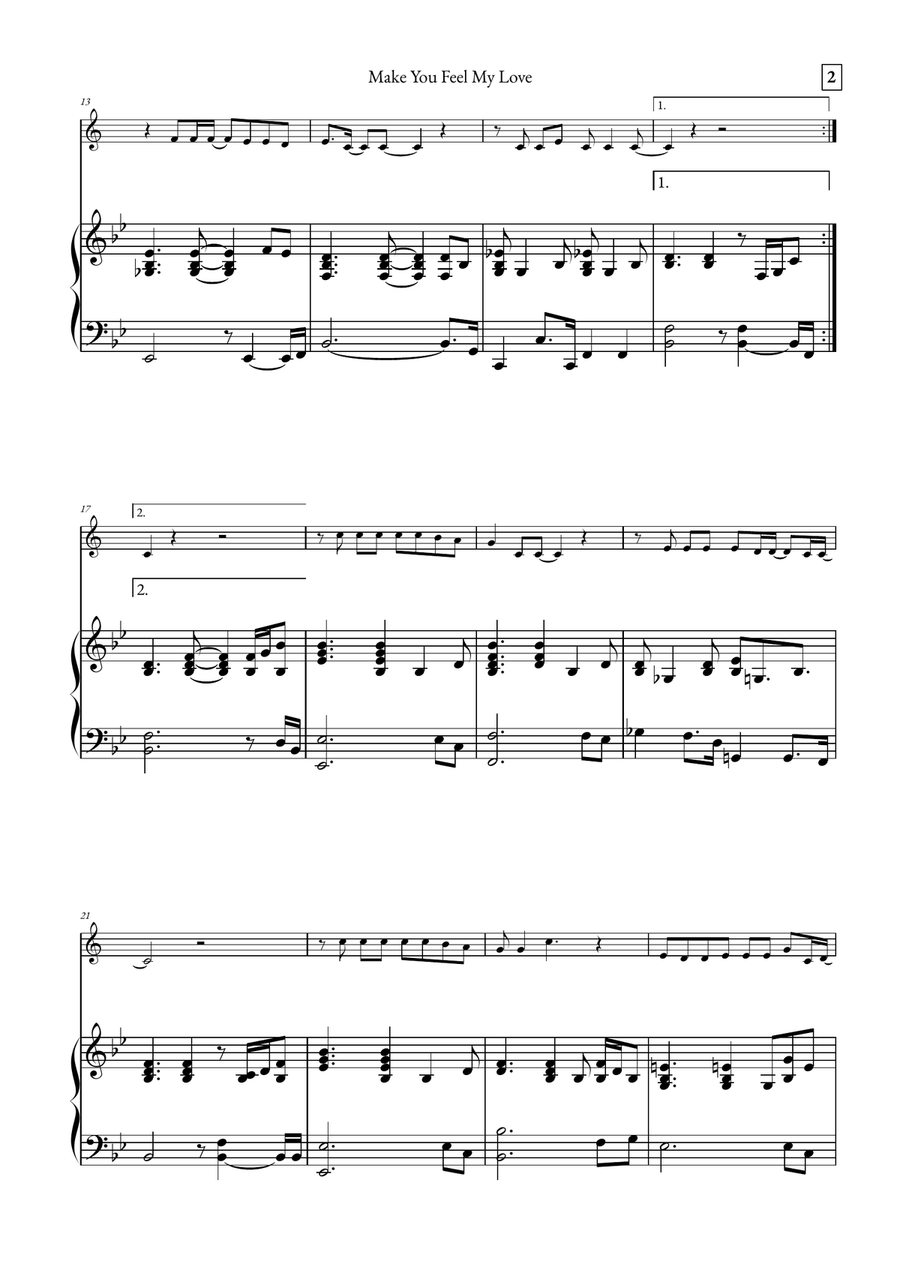 Make You Feel My Love B-Flat Clarinet scores gallery preview page 2