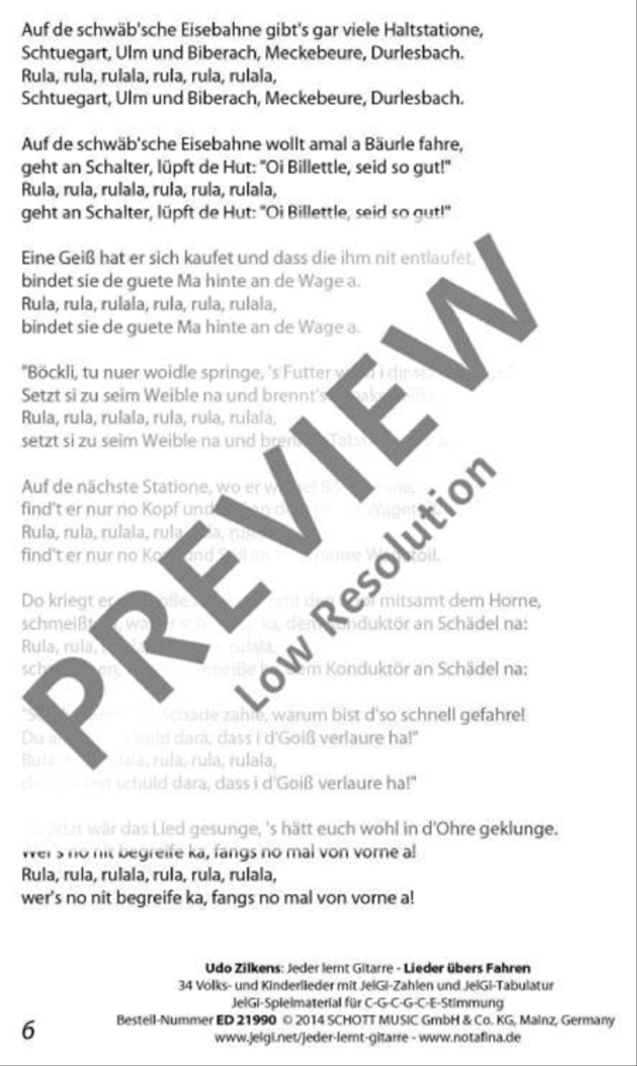 Jeder lernt Gitarre - Lieder übers Fahren Classical Guitar scores gallery preview page 7