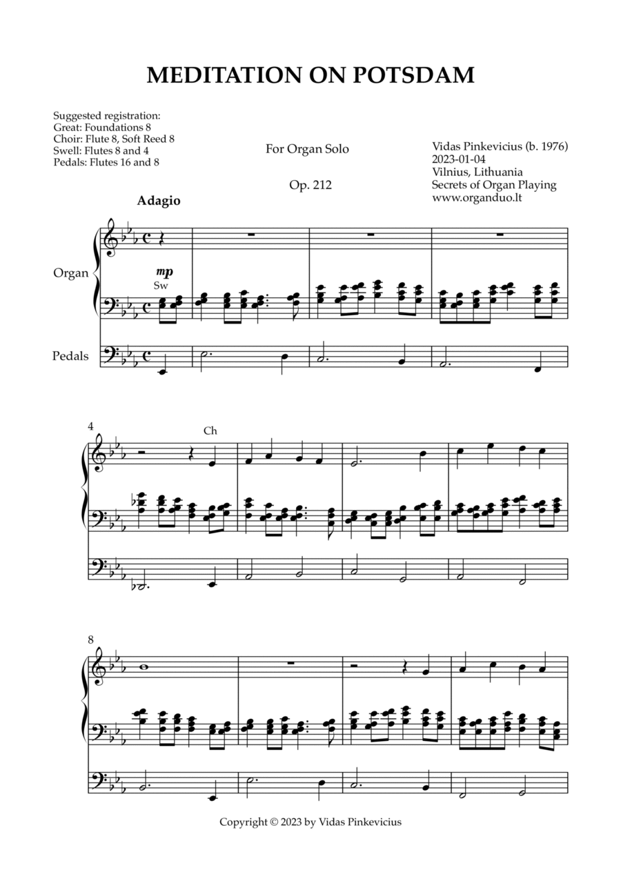 Meditation on Potsdam, Op. 212 (Organ Solo) by Vidas Pinkevicius Organ Solo scores gallery preview page 1