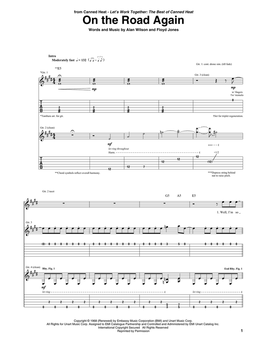 On The Road Again Electric Guitar scores gallery preview page 1