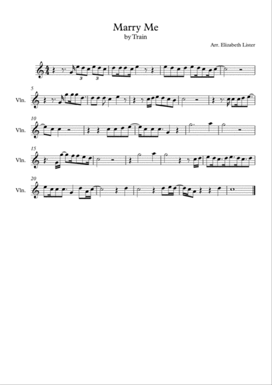 Marry Me Violin Solo scores gallery preview page 1