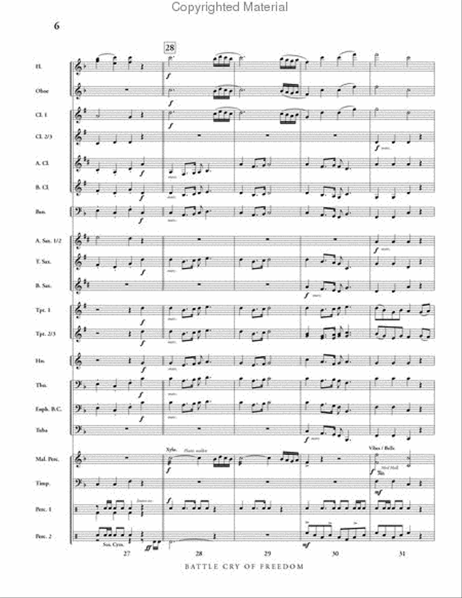 Battle Cry of Freedom Concert Band scores gallery preview page 7