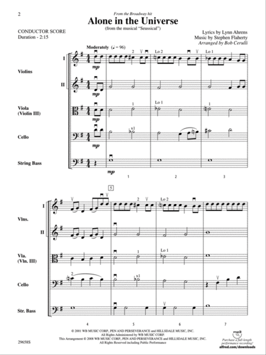 Alone in the Universe (from Seussical the Musical) (score only) String Orchestra scores gallery preview page 2