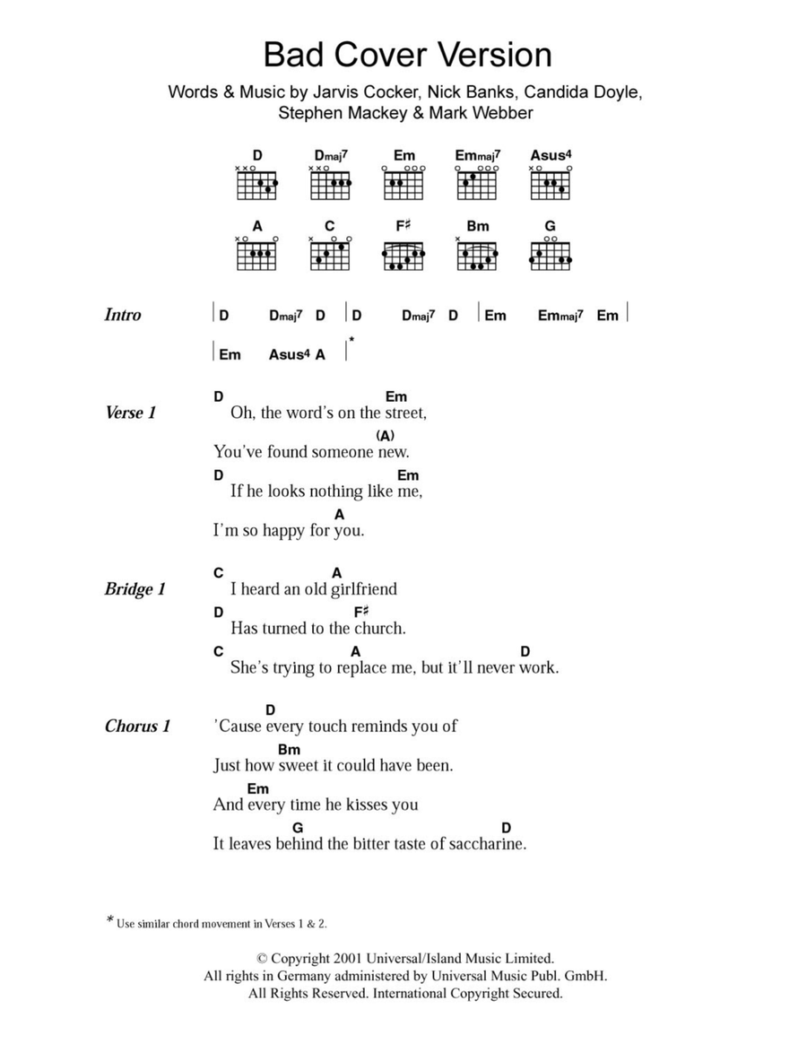Bad Cover Version Bad Cover Version Acoustic Guitar scores gallery preview page 1