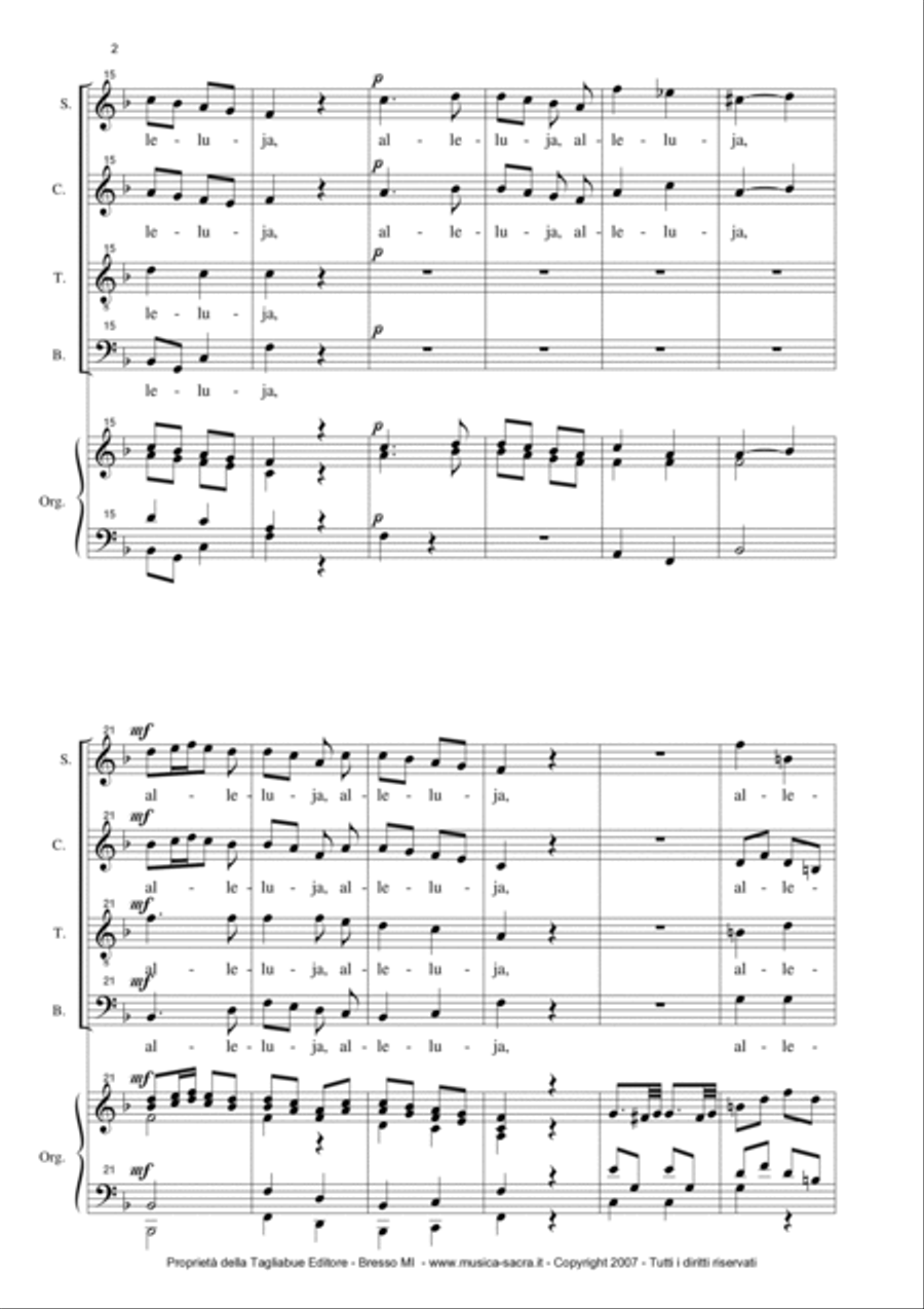 ALLELUJA (Exsultate, jubilate K.165) W.A.Mozart - Arr. for SATB Choir and Organ 4-Part scores gallery preview page 2