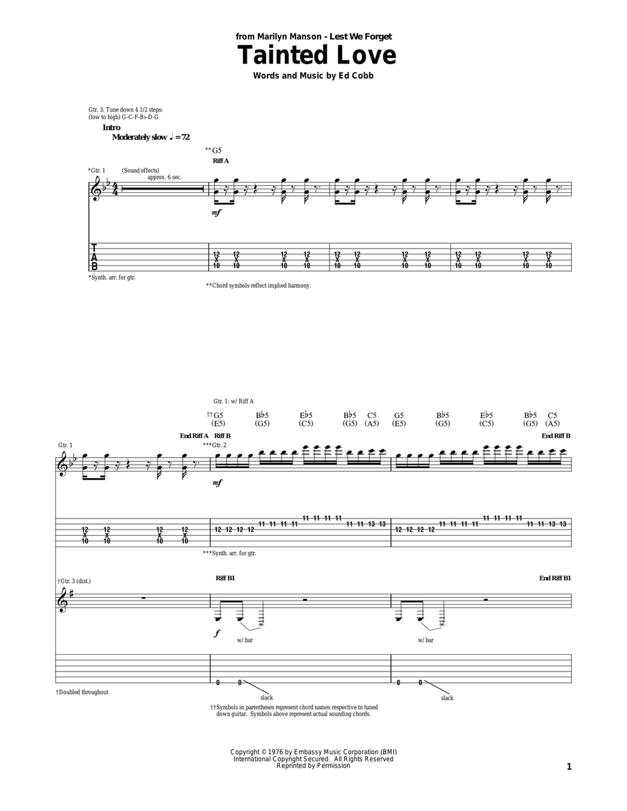 Tainted Love Tainted Love Acoustic Guitar scores gallery preview page 1