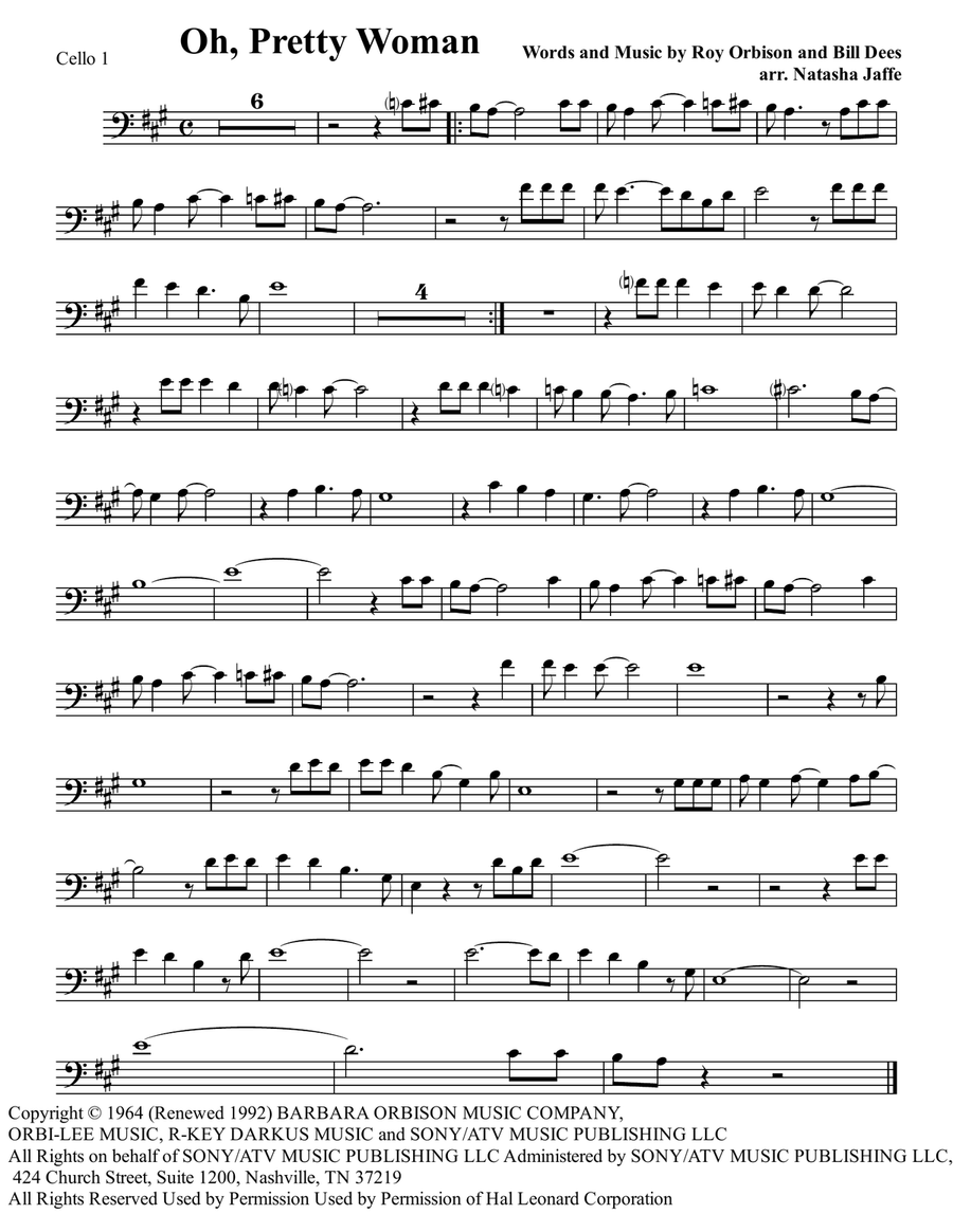 Oh, Pretty Woman Oh, Pretty Woman String Quartet scores gallery preview page 1