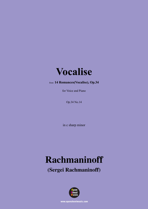 Book cover for Rachmaninoff-Vocalise,Op.34 No.14,in c sharp minor