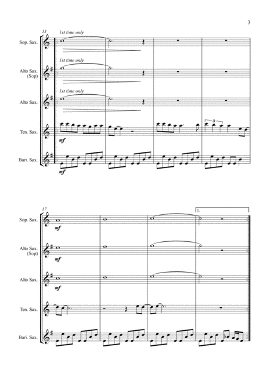 Livin' On A Prayer Saxophone Quartet scores gallery preview page 3