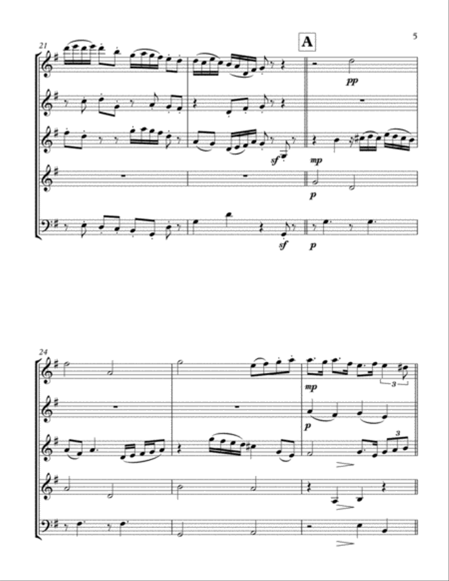 Allegro Pasticcio Woodwind Quintet scores gallery preview page 5