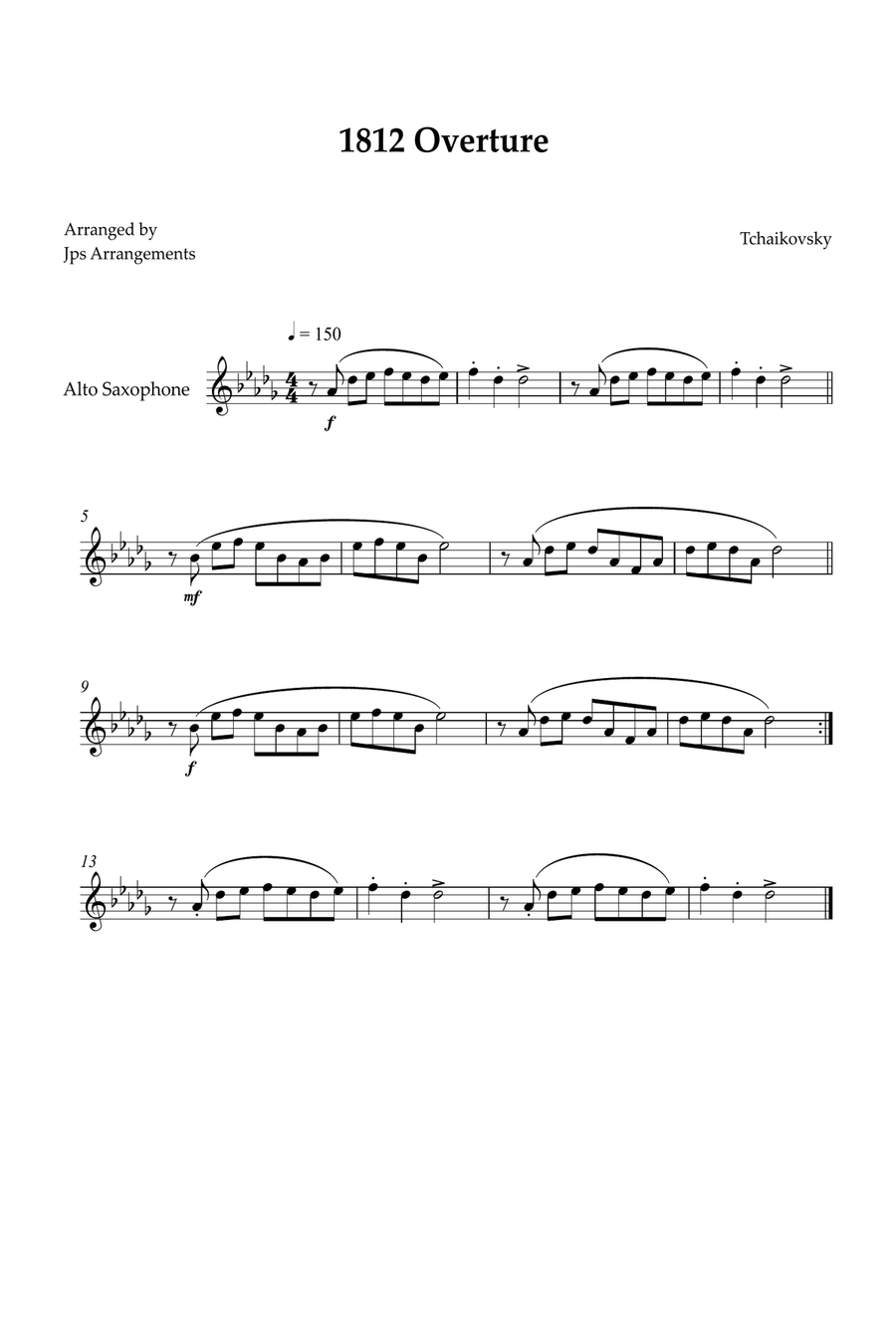 1812 Overture for Alto sax Alto Saxophone scores gallery preview page 1