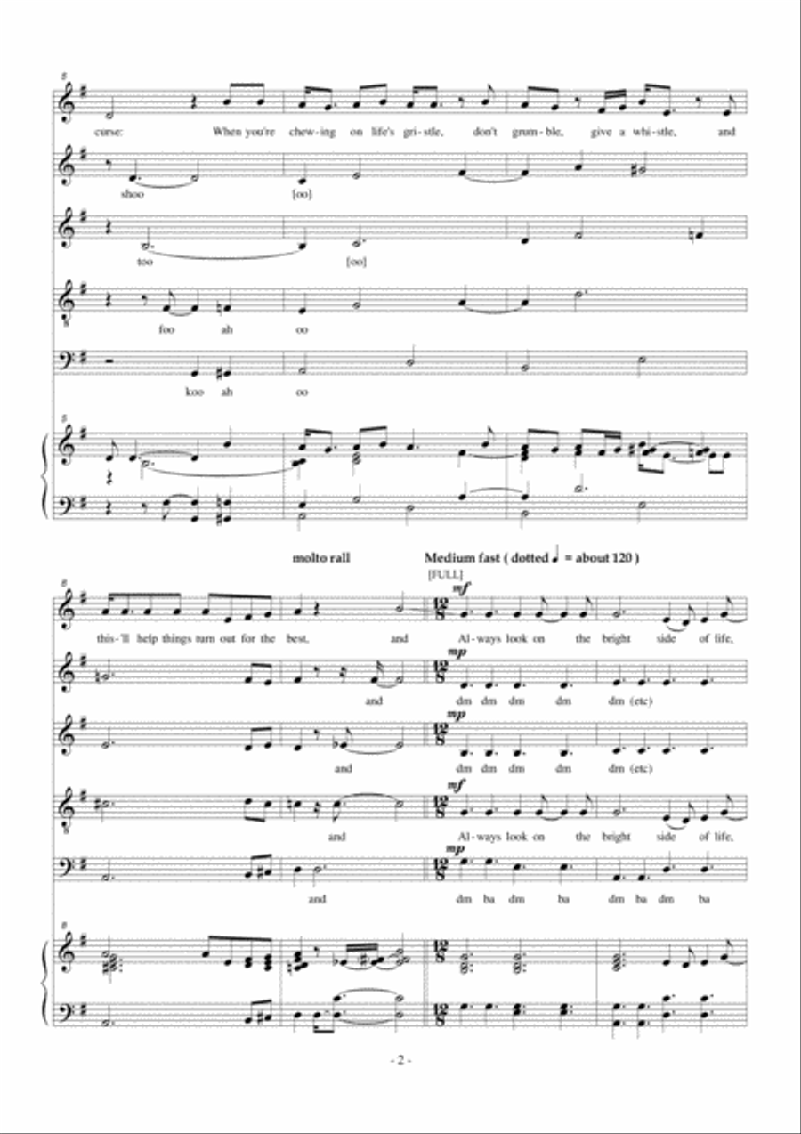 Always Look On The Bright Side Of Life 4-Part scores gallery preview page 3